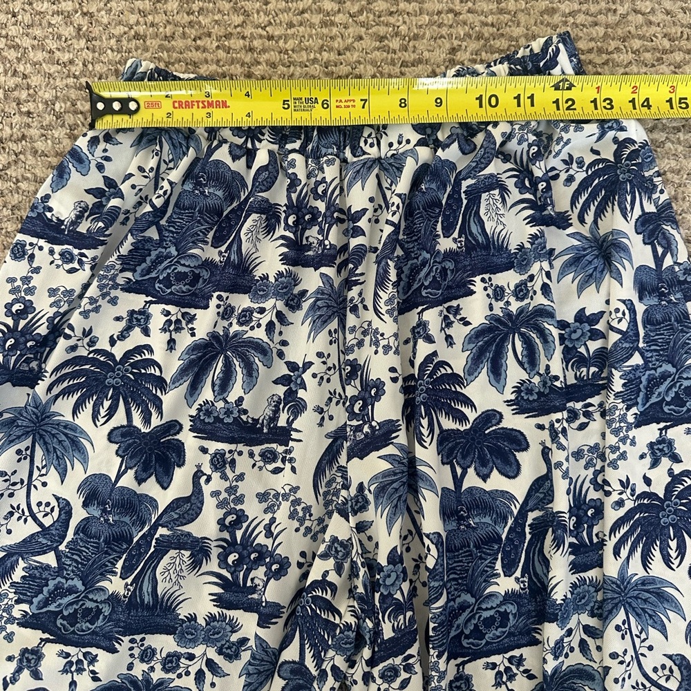 STAUD Blue and White Wide-Leg Printed Pants - Picture 9 of 10